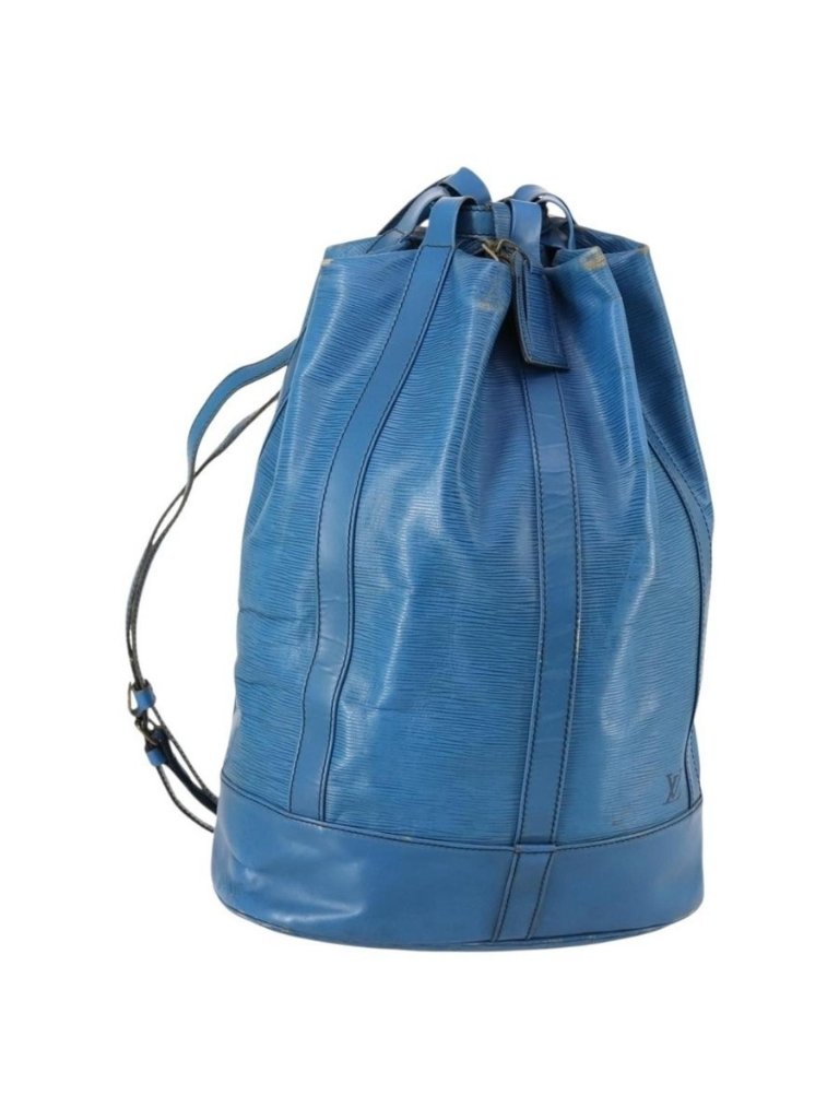 Authentic Louis Vuitton Epi Randonnee Gm Shoulder Bag Blue M43085 Lv